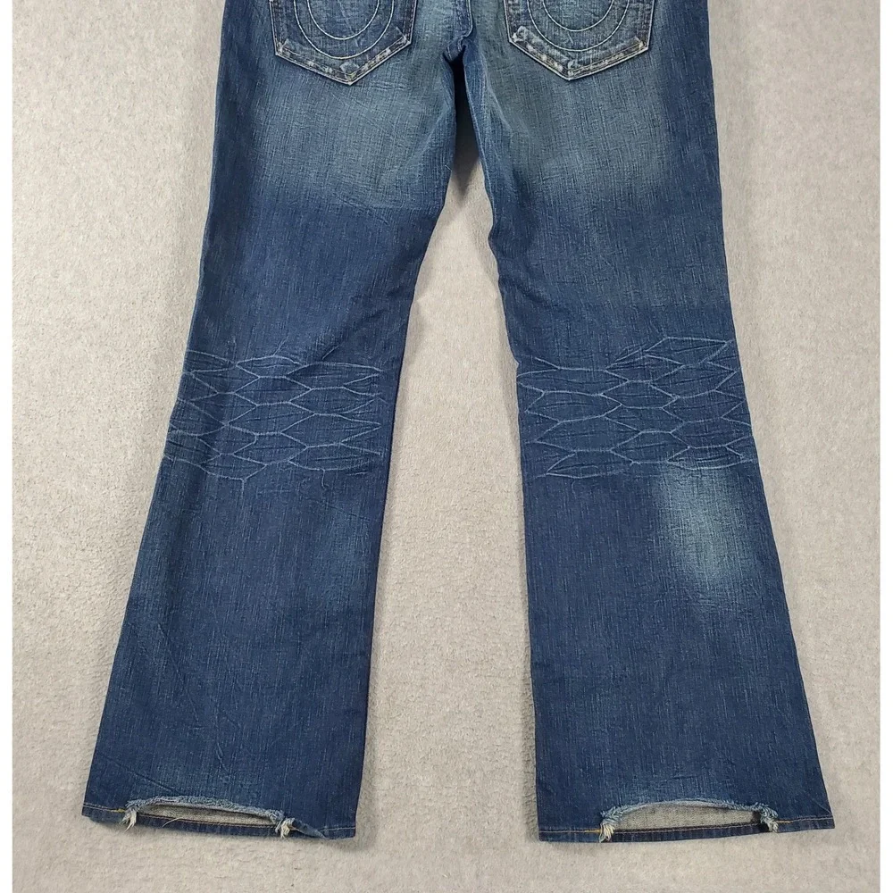 True Religion Billy Jeans Motor Psycho MD Wash Bootcut Distressed Mens 36x35